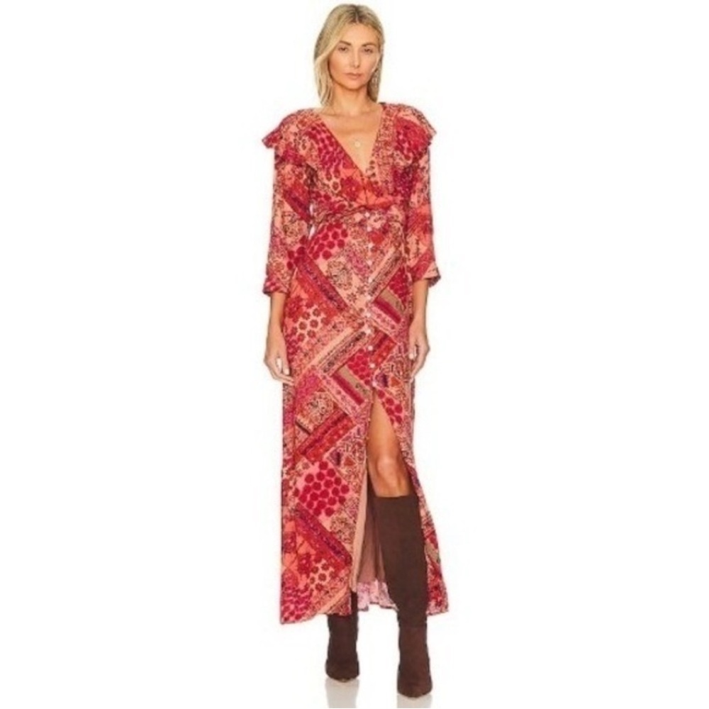 NWT Free People‎ Lennon Maxi Dress Size L Primrose Combo Boho Patchwork Design
